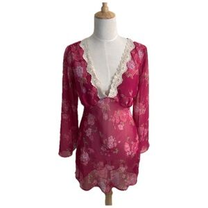 Avon Floral Pinks Lace Pajama Dress